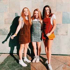 maroon overall dress